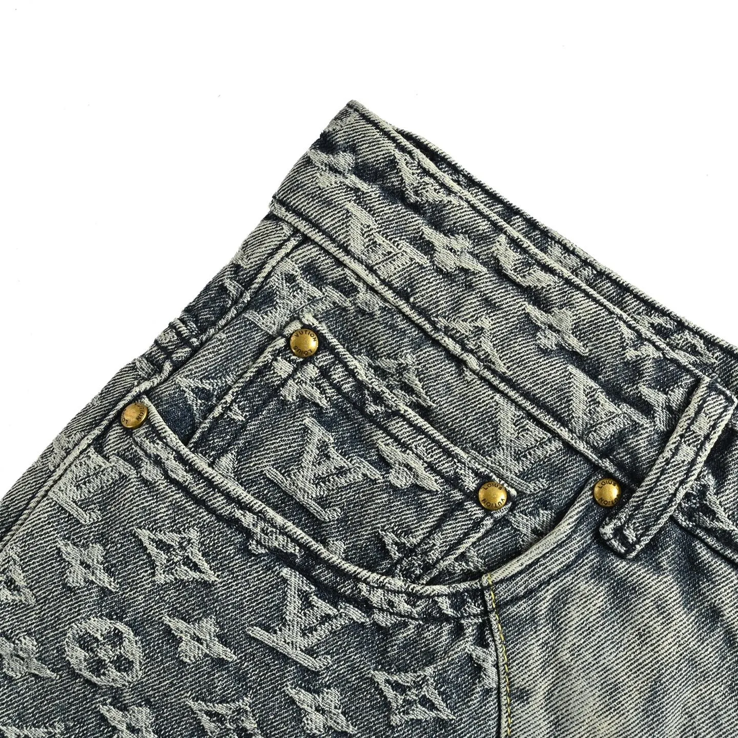 Louis Vuitton/Louis Vuitton love leather brand old flower jacquard jeans
